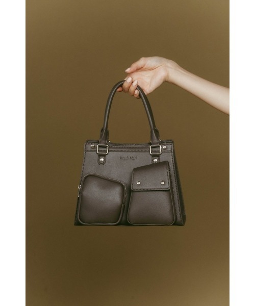 Knuth Marf（クヌースマーフ）の「multi pocket hand bag（ハンドバッグ・レディース・ホワイト/チャコール・ONE SIZE）」の2枚目の写真