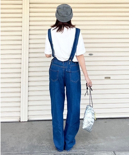 Belle Cie（ベルシー）の「大人ゆるシルエットアシメショルダーオーバーオール レディース アシンメトリー デニムサロペット（デニムパンツ・レディース・ブルー・S/M/L/XL）」の3枚目の写真