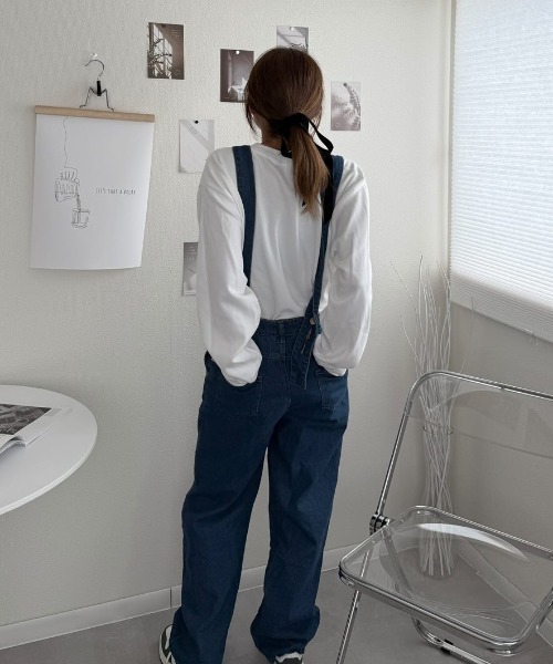Belle Cie（ベルシー）の「大人ゆるシルエットアシメショルダーオーバーオール レディース アシンメトリー デニムサロペット（デニムパンツ・レディース・ブルー・S/M/L/XL）」の7枚目の写真