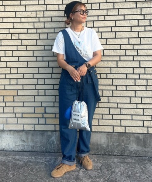 Belle Cie（ベルシー）の「大人ゆるシルエットアシメショルダーオーバーオール レディース アシンメトリー デニムサロペット（デニムパンツ・レディース・ブルー・S/M/L/XL）」の9枚目の写真