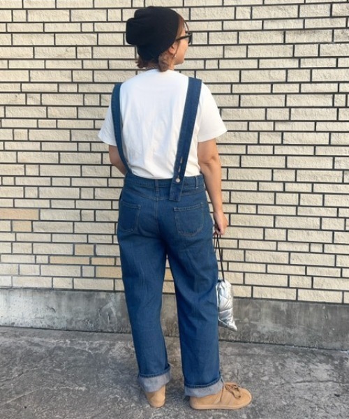 Belle Cie（ベルシー）の「大人ゆるシルエットアシメショルダーオーバーオール レディース アシンメトリー デニムサロペット（デニムパンツ・レディース・ブルー・S/M/L/XL）」の10枚目の写真