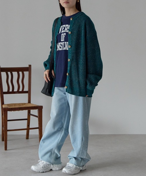 Fizz(フィズ)の「ラメニットカーディガン(Tシャツ/カットソー・レディース・ダークグリーン/グレー/ブラック/アイボリー・M)」の8枚目の写真