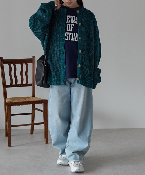 Fizz(フィズ)の「ラメニットカーディガン(Tシャツ/カットソー・レディース・ダークグリーン/グレー/ブラック/アイボリー・M)」の10枚目の写真