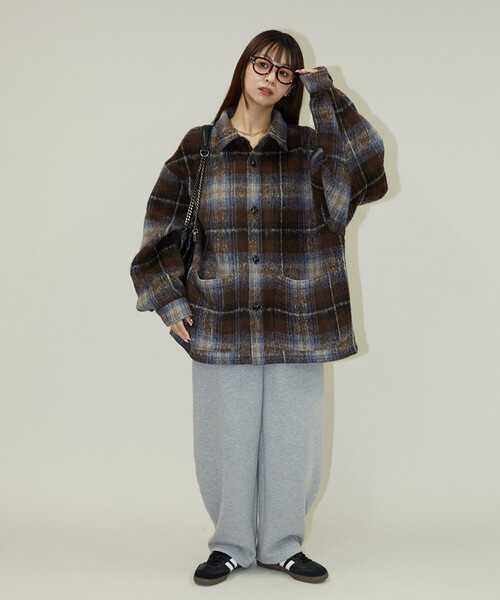 FREAK'S STORE(フリークスストア)の「PUBLUX/パブリュクス シャギーオーバーチェックジャケット(限定展開)(ブルゾン・メンズ・ライトグレー/ブラウン・SMALL/MEDIUM/LARGE)」の9枚目の写真
