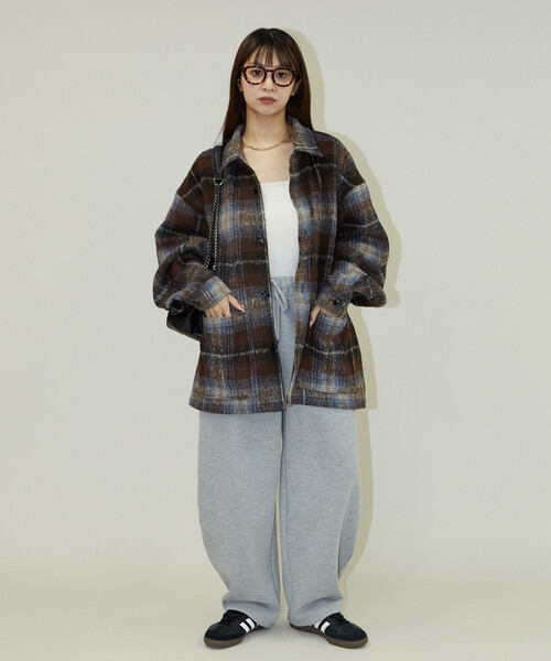 FREAK'S STORE(フリークスストア)の「PUBLUX/パブリュクス シャギーオーバーチェックジャケット(限定展開)(ブルゾン・メンズ・ライトグレー/ブラウン・SMALL/MEDIUM/LARGE)」の11枚目の写真