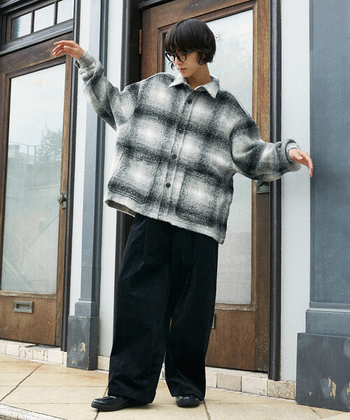 FREAK'S STORE(フリークスストア)の「PUBLUX/パブリュクス シャギーオーバーチェックジャケット(限定展開)(ブルゾン・メンズ・ライトグレー/ブラウン・SMALL/MEDIUM/LARGE)」の16枚目の写真