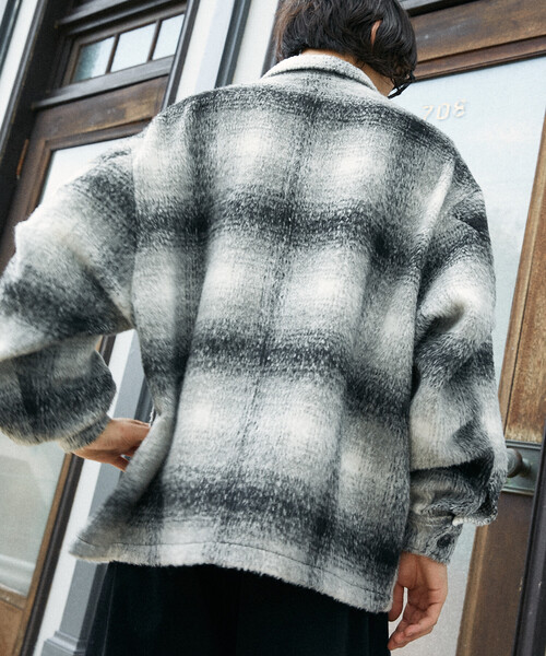 FREAK'S STORE(フリークスストア)の「PUBLUX/パブリュクス シャギーオーバーチェックジャケット(限定展開)(ブルゾン・メンズ・ライトグレー/ブラウン・SMALL/MEDIUM/LARGE)」の19枚目の写真