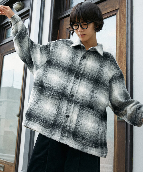 セール】PUBLUX/パブリュクス シャギーオーバーチェックジャケット