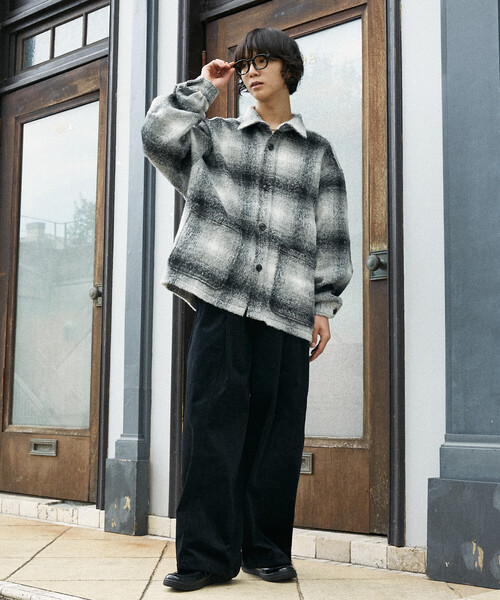FREAK'S STORE(フリークスストア)の「PUBLUX/パブリュクス シャギーオーバーチェックジャケット(限定展開)(ブルゾン・メンズ・ライトグレー/ブラウン・SMALL/MEDIUM/LARGE)」の21枚目の写真