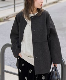 coen(コーエン)のライトメルトン ノーカラーミドルコート(ノーカラーコート)