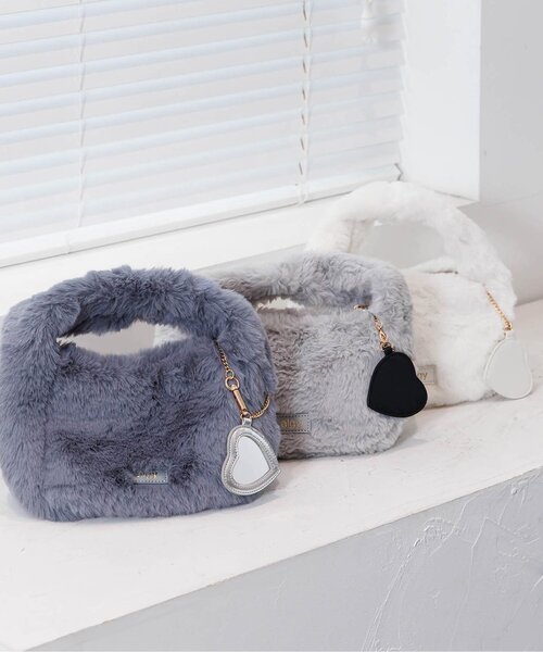 algy（アルジー）の「ファー2WAYミニトート（トートバッグ・キッズ・サックスブルー/グレー/オフホワイト・FREE）」の3枚目の写真