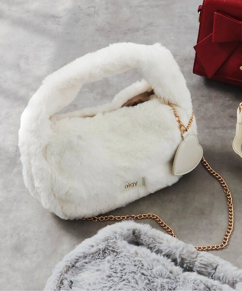 algy（アルジー）の「ファー2WAYミニトート（トートバッグ・キッズ・サックスブルー/グレー/オフホワイト・FREE）」の2枚目の写真