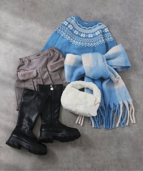 algy（アルジー）の「ファー2WAYミニトート（トートバッグ・キッズ・サックスブルー/グレー/オフホワイト・FREE）」の9枚目の写真