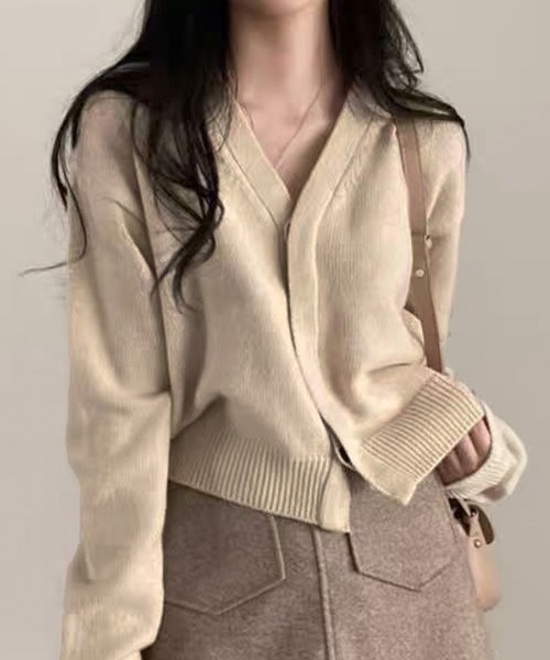 セール】Vネック比翼ニットカーディガン（ニット/セーター）｜Girly