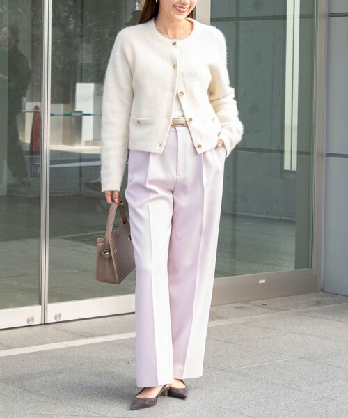 NOLLEY’S(ノーリーズ)の「ヘアリークルーネックニットジャケット(カーディガン/ボレロ・レディース・ネイビー/グレー/キナリ/ベビーピンク・38)」の5枚目の写真