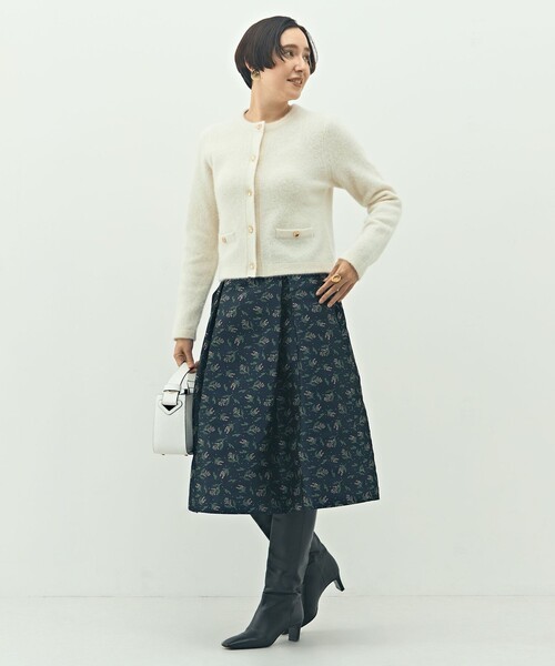 NOLLEY’S(ノーリーズ)の「ヘアリークルーネックニットジャケット(カーディガン/ボレロ・レディース・ネイビー/グレー/キナリ/ベビーピンク・38)」の10枚目の写真