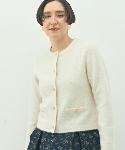 NOLLEY’S(ノーリーズ)の「ヘアリークルーネックニットジャケット(カーディガン/ボレロ・レディース・ネイビー/グレー/キナリ/ベビーピンク・38)」の13枚目の写真