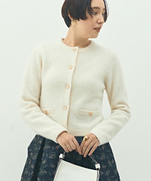 NOLLEY’S(ノーリーズ)の「ヘアリークルーネックニットジャケット(カーディガン/ボレロ・レディース・ネイビー/グレー/キナリ/ベビーピンク・38)」の14枚目の写真