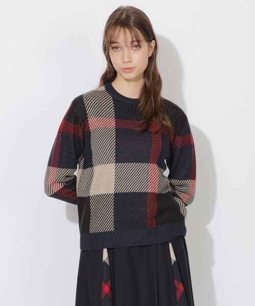 CB CRESTBRIDGE(シービークレストブリッジ)の「クレストブリッジビッグチェックニット(ニット/セーター・レディース・ブルー系その他7/グリーン系その他・3/1)」の14枚目の写真