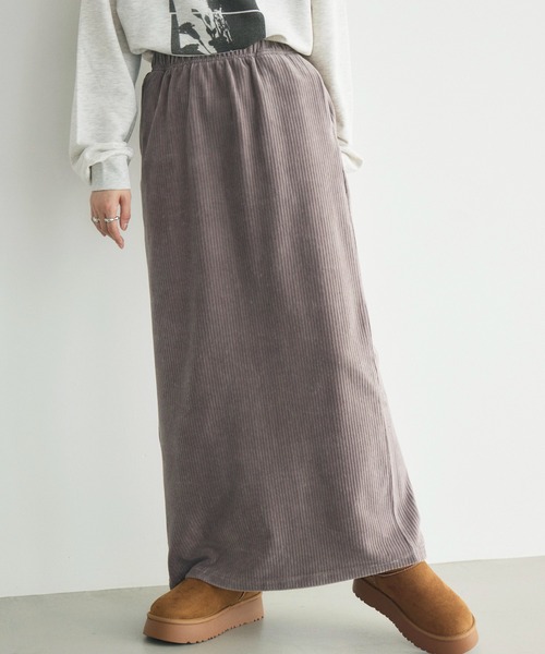 RETRO GIRL(レトロガール)の「【WEB限定】カットコールロングスカート(コーデュロイ)(スカート・レディース・ライトグレー/レッド/アイボリー/ブラック/ダークブラウン/ライトブラウン・FREE)」の14枚目の写真