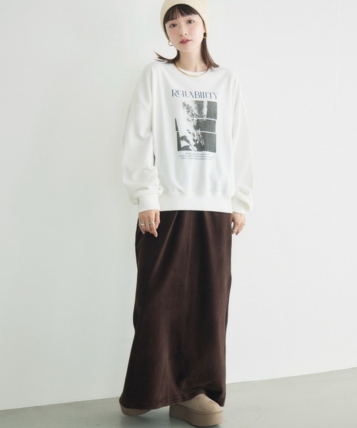 RETRO GIRL(レトロガール)の「【WEB限定】カットコールロングスカート(コーデュロイ)(スカート・レディース・ライトグレー/レッド/アイボリー/ブラック/ダークブラウン/ライトブラウン・FREE)」の10枚目の写真