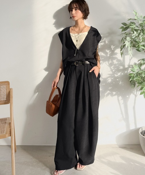 Classical Evon（クラシカルエヴォン）の「【Classical Evon】シンプルな品をまとう。リネンタッチベスト（Vネック）（ベスト・レディース・ブラウン/チャコール/ブラック・MEDIUM/SMALL/X-LARGE/LARGE）」の8枚目の写真