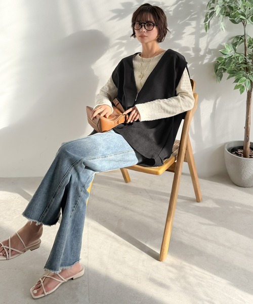 Classical Evon（クラシカルエヴォン）の「【Classical Evon】シンプルな品をまとう。リネンタッチベスト（Vネック）（ベスト・レディース・ブラウン/チャコール/ブラック・MEDIUM/SMALL/X-LARGE/LARGE）」の22枚目の写真