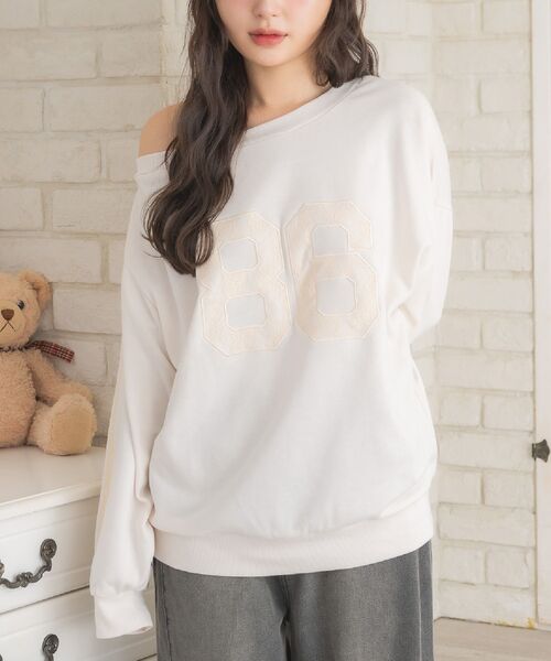 ems excite(エムズエキサイト)の「ワンショルトレーナー(スウェット・レディース・ダークブルー/ダークグレー/ナチュラル・FREE)」の2枚目の写真