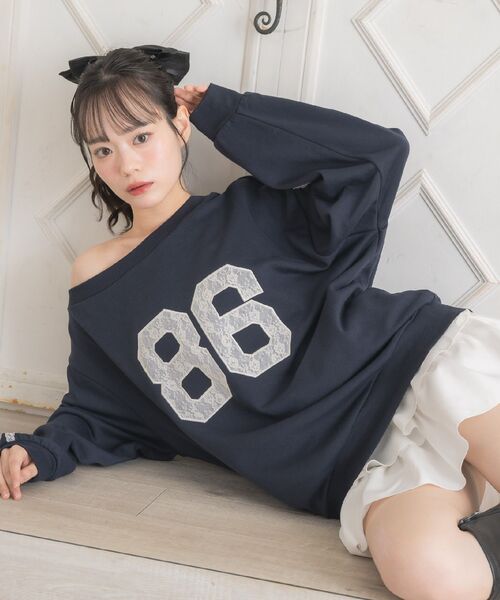 ems excite(エムズエキサイト)の「ワンショルトレーナー(スウェット・レディース・ダークブルー/ダークグレー/ナチュラル・FREE)」の4枚目の写真