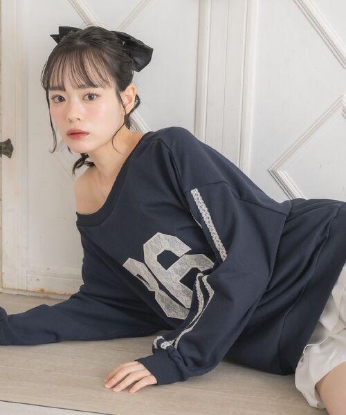 ems excite(エムズエキサイト)の「ワンショルトレーナー(スウェット・レディース・ダークブルー/ダークグレー/ナチュラル・FREE)」の5枚目の写真