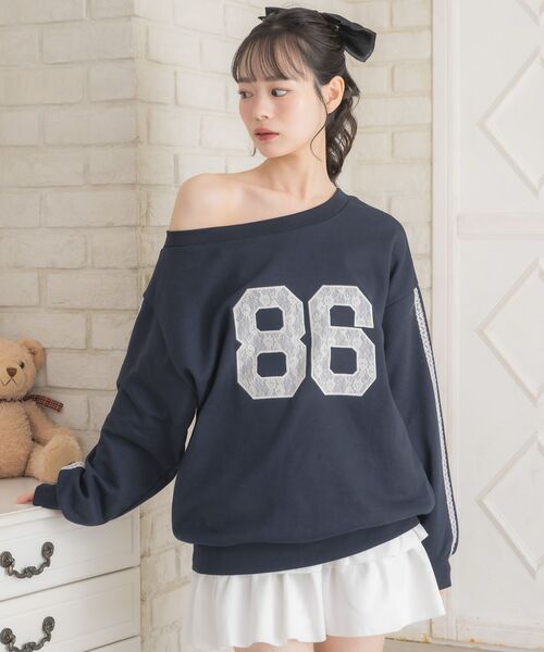 ems excite(エムズエキサイト)の「ワンショルトレーナー(スウェット・レディース・ダークブルー/ダークグレー/ナチュラル・FREE)」の10枚目の写真