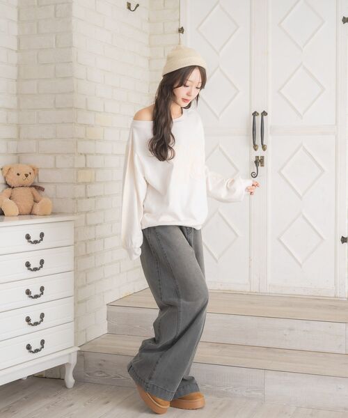 ems excite(エムズエキサイト)の「ワンショルトレーナー(スウェット・レディース・ダークブルー/ダークグレー/ナチュラル・FREE)」の15枚目の写真