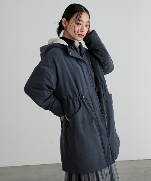 n'OrLABEL(ノアールレーベル)の「【機能素材】『裏ボアモッズコート』(モッズコート・レディース・カーキ/グレー/ネイビー・2/1)」の17枚目の写真