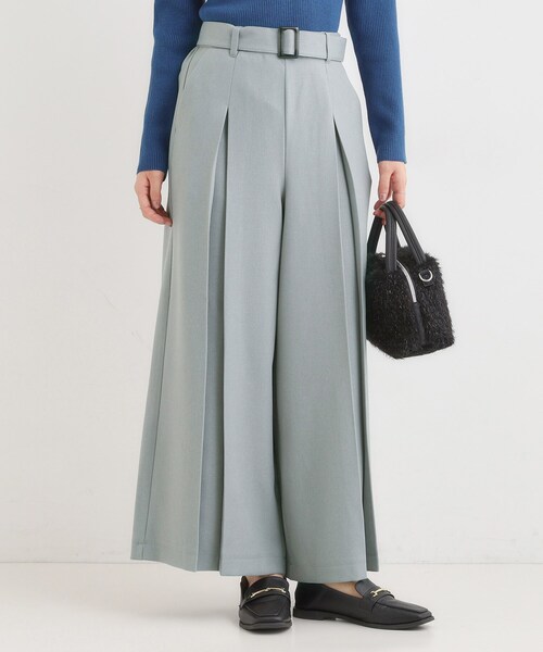DRESKIP（ドレスキップ）の「【着丈選べる/S-LL】大人のきれいめスタイルに ベルト付きワイドパンツ（その他パンツ・レディース・グレー/ブラック/ブラウン系・01/02/03/04/36/38/40/42）」の3枚目の写真