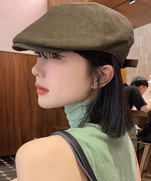 DAY CLOSET（デイ クローゼット）の「【アジャスター調節可/裏地付き】韓国っぽヴィンテージライクキャスケット レディース（キャスケット・レディース・カーキブラウン/ブラウン/ブラック/グレー・ONE SIZE）」の10枚目の写真