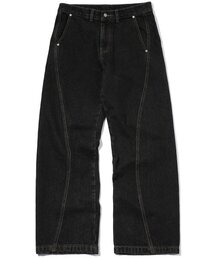 CPGN STUDIO（コンパーニョ）の「カーブドワイドデニムパンツブラック（デニムパンツ）」