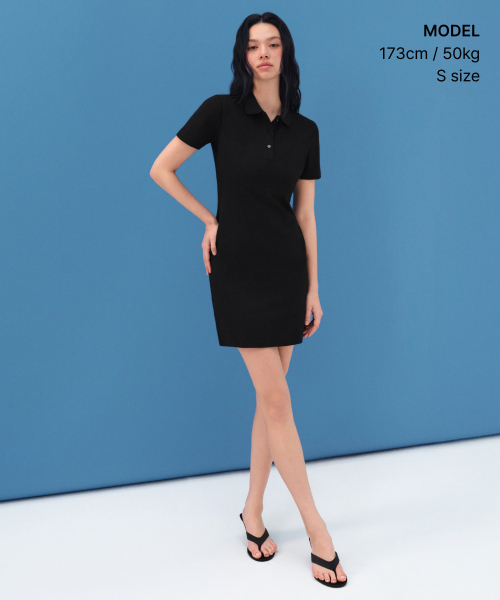 MUSINSA STANDARD WOMAN(ムシンサスタンダードウーマン)の「【クールタンダード】レディースピケポロワンピース【ブラック】(ワンピース・レディース・その他・SMALL/MEDIUM/X-SMALL/LARGE)」の2枚目の写真
