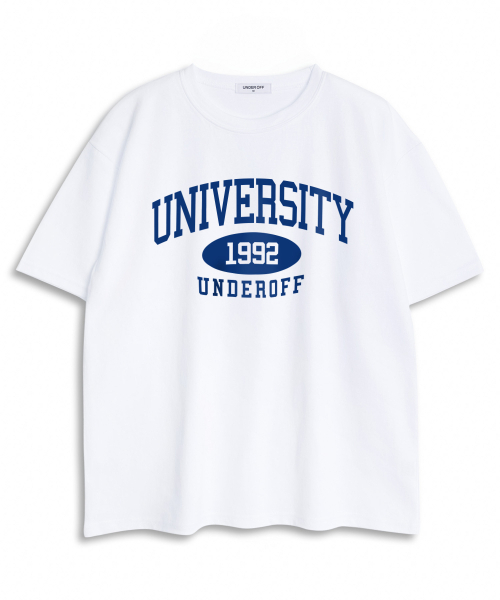 UNDEROFF(アンダーオフ)の「オーバーサイズクルーネックユニバーシティ半袖Tシャツホワイトレッド(Tシャツ/カットソー・レディース・ホワイト・SMALL/MEDIUM/LARGE/X-LARGE)」の4枚目の写真