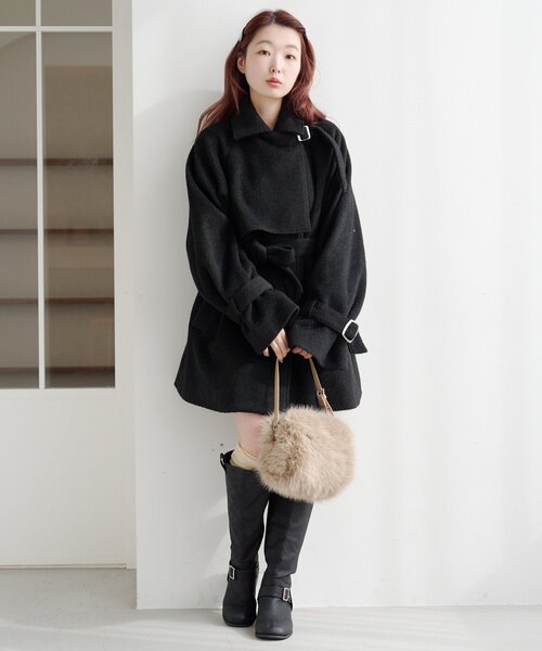 一部店舗限定】ハイネックフレアコート（その他アウター）｜Kastane