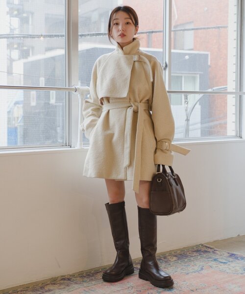 Kastane（カスタネ）の「【一部店舗限定】ハイネックフレアコート（その他アウター・レディース・グレー/アイボリー/ブラック・FREE）」の11枚目の写真