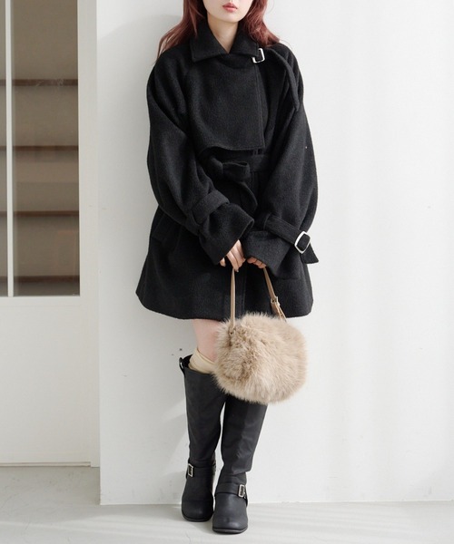 Kastane（カスタネ）の「【一部店舗限定】ハイネックフレアコート（その他アウター・レディース・グレー/アイボリー/ブラック・FREE）」の2枚目の写真