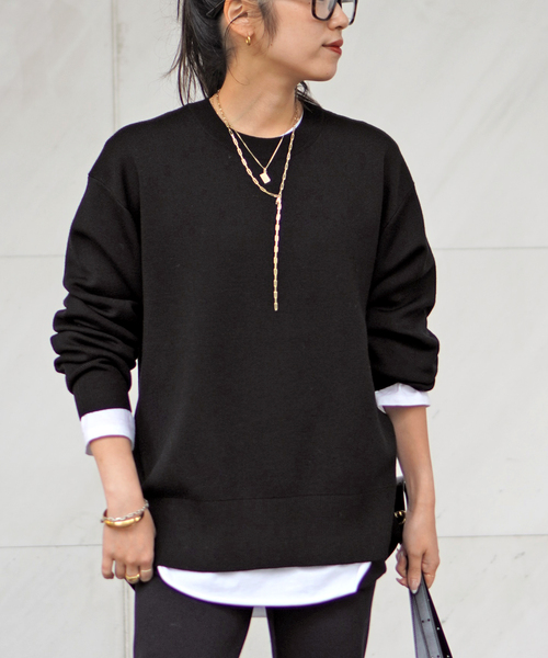 AP STUDIO 2025SS コットンコードプルオーバー　超美品　黒 ニット Oversized C/N Knit（ニット/セーター）｜AP STUDIO（エーピー