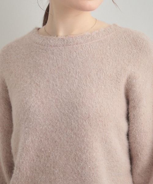 couture brooch（クチュールブローチ）の「【前後2WAY】スパンコールラメフェザー ニット（ニット/セーター・レディース・オフホワイト/チャコールグレー/ベビーピンク・42/38/36）」の10枚目の写真