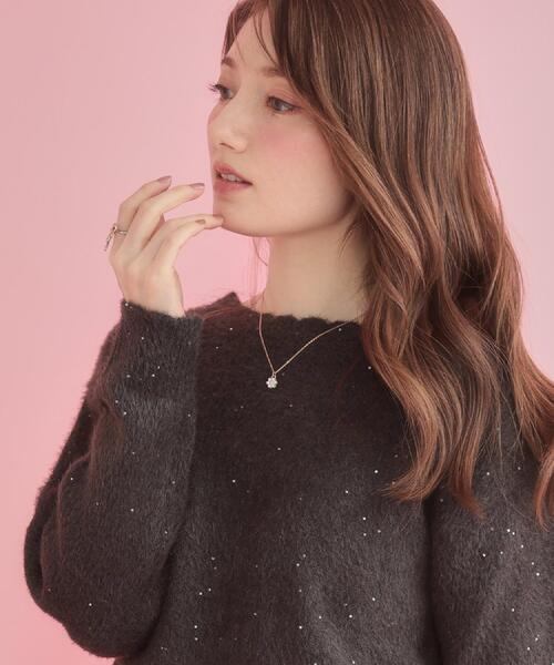 couture brooch（クチュールブローチ）の「【前後2WAY】スパンコールラメフェザー ニット（ニット/セーター・レディース・オフホワイト/チャコールグレー/ベビーピンク・42/38/36）」の13枚目の写真