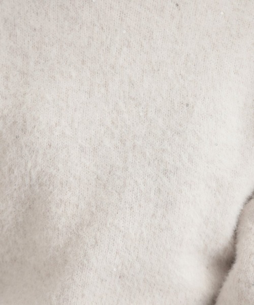 couture brooch（クチュールブローチ）の「【前後2WAY】スパンコールラメフェザー ニット（ニット/セーター・レディース・オフホワイト/チャコールグレー/ベビーピンク・42/38/36）」の14枚目の写真