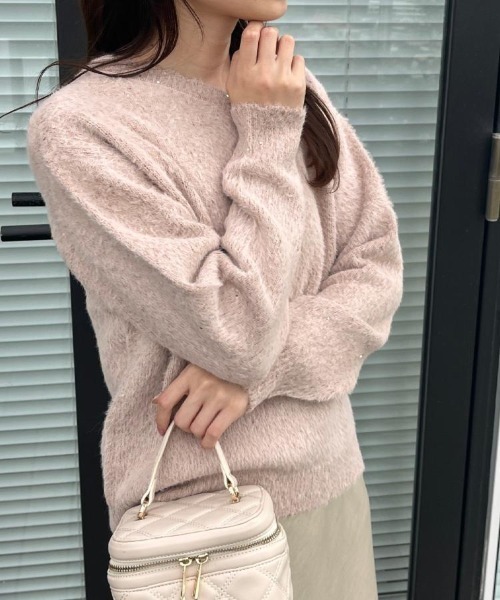 couture brooch（クチュールブローチ）の「【前後2WAY】スパンコールラメフェザー ニット（ニット/セーター・レディース・オフホワイト/チャコールグレー/ベビーピンク・42/38/36）」の20枚目の写真