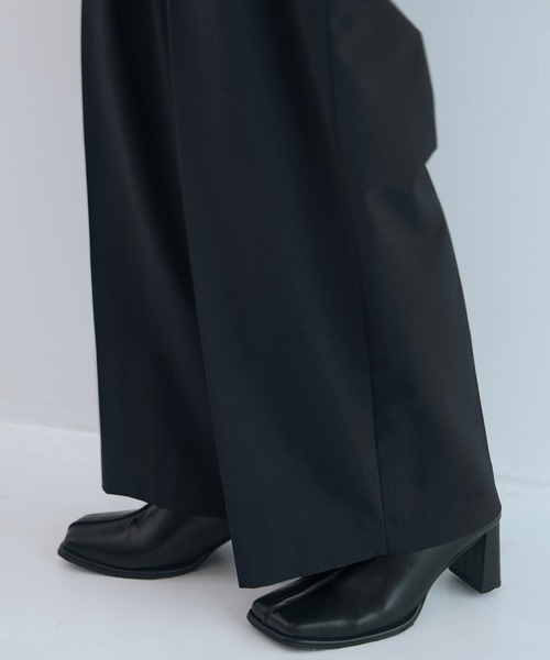 「新品」STUDIOUS　ステュディオス　ベルテッドタックサロンOP STUDIOUS/ステュディオス】Belted High Waist Trousers/ベルテッドハイ