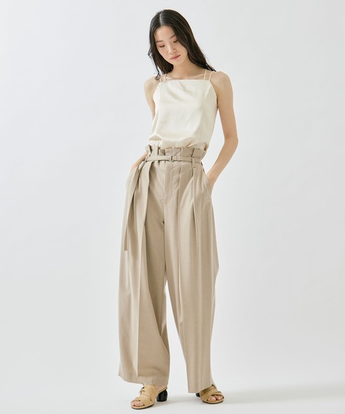 STUDIOUS(ステュディオス)の「【STUDIOUS/ステュディオス】Belted High Waist Trousers/ベルテッドハイウエストトラウザーズ(チノパンツ・レディース・ベージュ/ネイビー・1/2)」の10枚目の写真