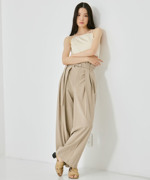 STUDIOUS(ステュディオス)の「【STUDIOUS/ステュディオス】Belted High Waist Trousers/ベルテッドハイウエストトラウザーズ(チノパンツ・レディース・ベージュ/ネイビー・1/2)」の8枚目の写真