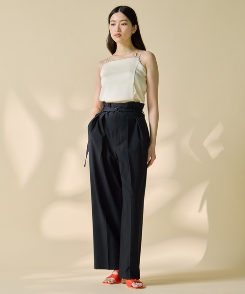 STUDIOUS(ステュディオス)の「【STUDIOUS/ステュディオス】Belted High Waist Trousers/ベルテッドハイウエストトラウザーズ(チノパンツ・レディース・ベージュ/ネイビー・1/2)」の7枚目の写真